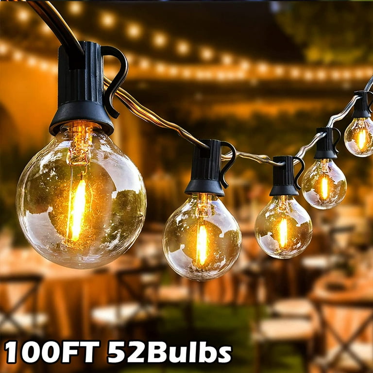 Outdoor LED String Lights, 25ft Waterproof Patio Lights with 13 Plastic  Bulbs (1 Spare), G40 Shatterproof Decorative String Lights for Backyard