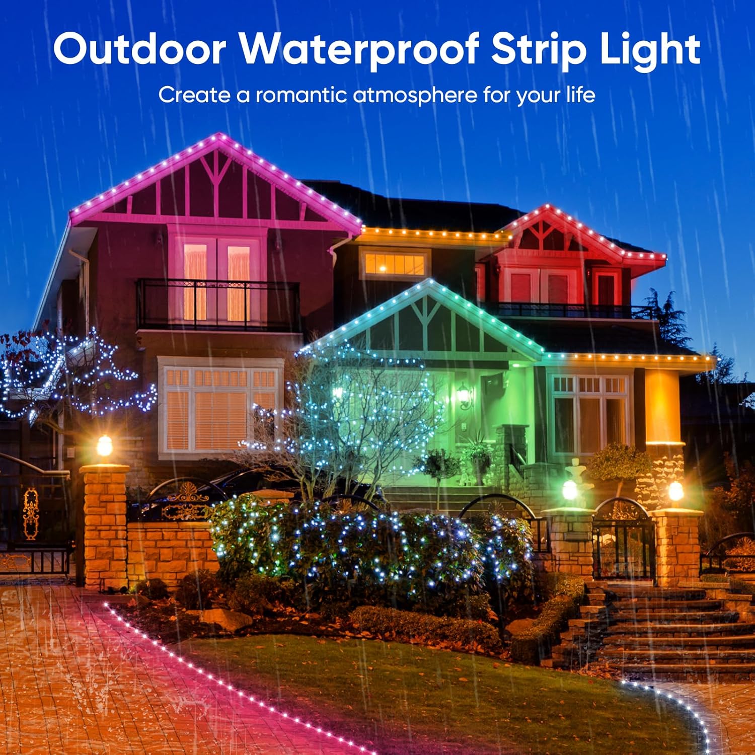 Outdoor LED Strip Lights Waterproof, 100FT RGB IP67 Led Lights with App ...
