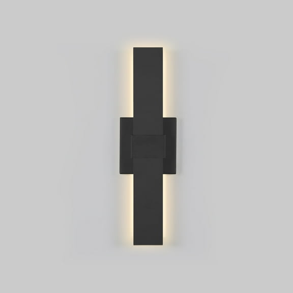 Outdoor LED Wall Light LED Linear Modern Porch & Patio Wall Sconce Black Exterior Lights Wall Light for Living Room Garage Bathroom(15.7H Black)