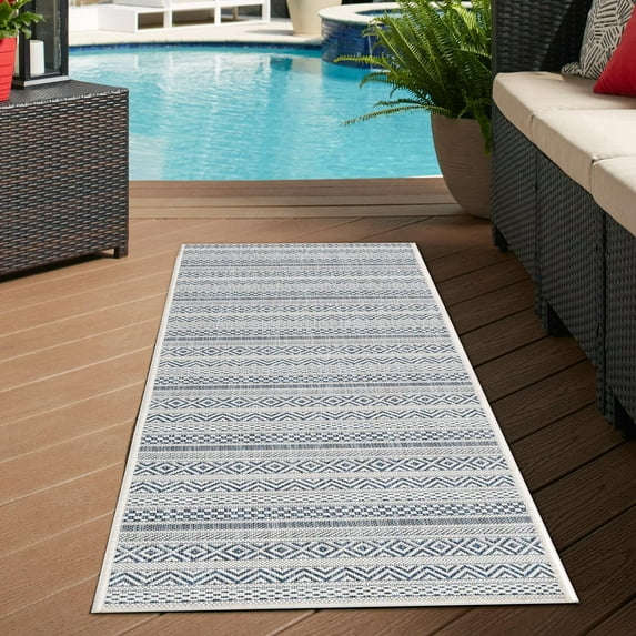 Outdoor Laaset Collection Area Rug Light Blue - 2'x7'10"