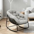 thumbnail image 1 of Outdoor Ladena Rocking Chair with Cushions, Large Sized and Metal Frame, Ergonomic Back Design for Garden, Porch, Patio and Various Space., 1 of 7