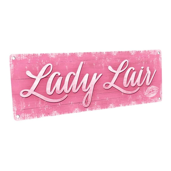 Outdoor Lady Lair 4"x12" Metal Sign, Wall Décor for Bath and Laundry