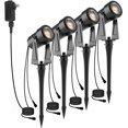 thumbnail image 1 of Outdoor Landscape Lighting, 4 Pack Outdoor Spot Lights with Transformer for Yard, Plant, Lawn, Tree, Flags, House, Garden, Fence Use, IP65 Waterproof & Connectable, 1 of 7
