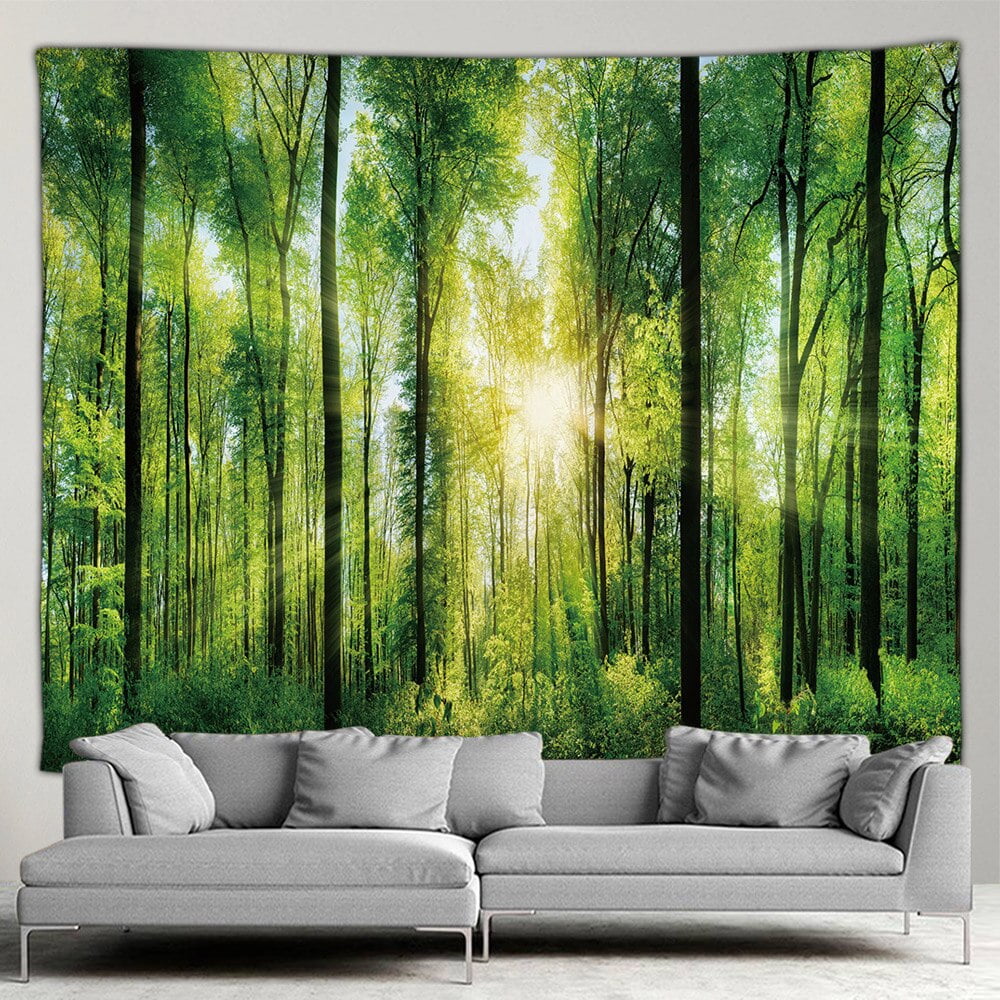 Outdoor Landscape Tapestry Forest Waterfall Autumn Nature Red Leaves