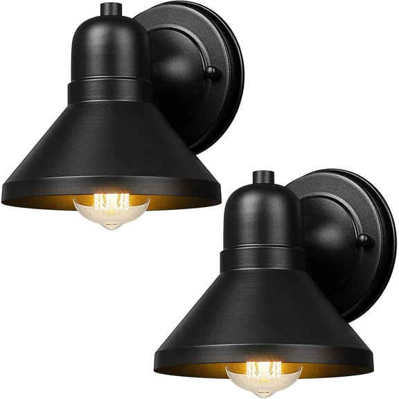 Outdoor Lanterns, 2-Pack Exterior Light Fixtures, Waterproof Anti-Rust Black Wall Mount Lights, Small E26 Socket Outside Lights for House, Front Porch, Playhouse, Garage