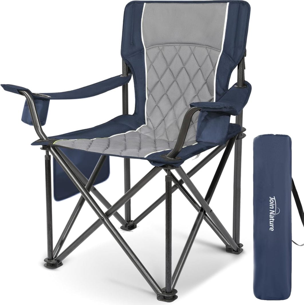 Outdoor Large Camping Chairs for Adults, Heavy Duty Camp Chair Support ...