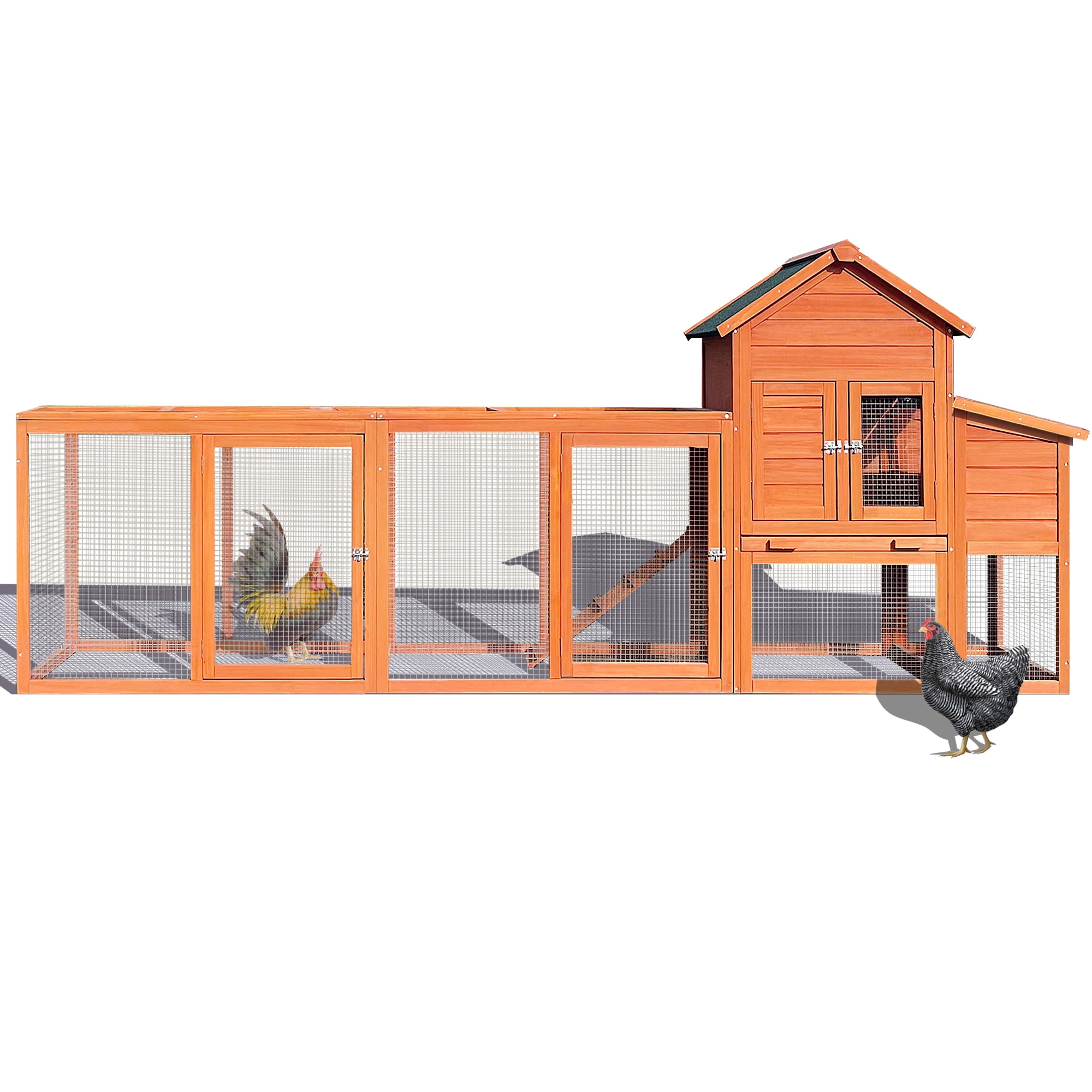 Large Natural Wood Outdoor Chicken Coop with Nesting Box and Ramp
