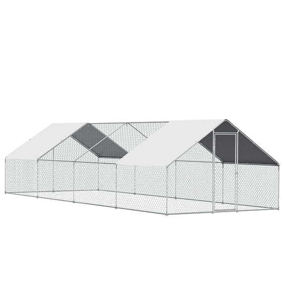 Outdoor Large Metal Chicken Coop for 40 Chickens Walk-in Hen House Poultry Pet Hutch w/ Cover Garden Backyard Cage for Farm Use 193.75 Square Feet