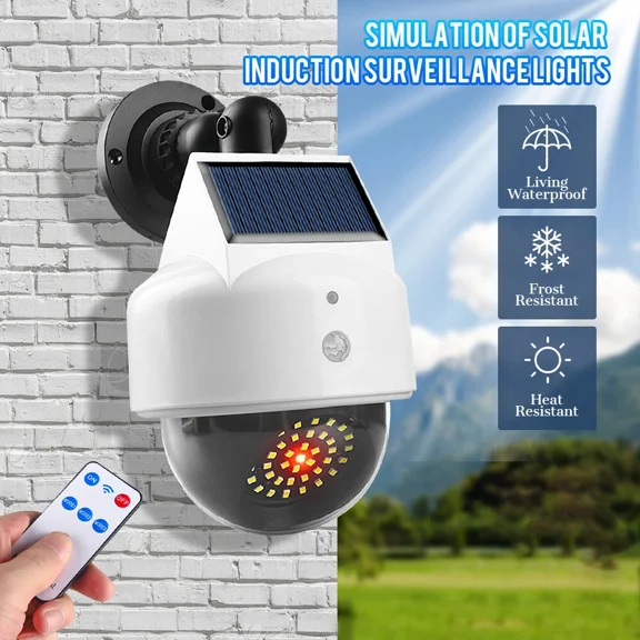 Outdoor Led Solar Motion Sensor Light Dummy Security Fake Camera Flood Lamp Ip66