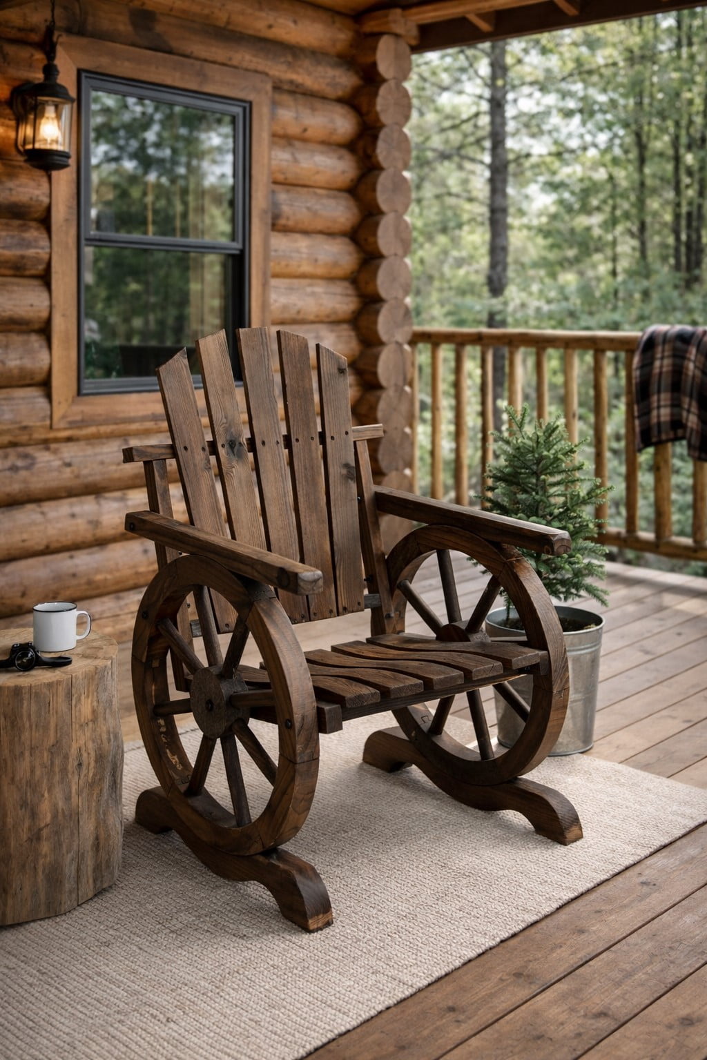 Outdoor Leisure Products 39" Farmhouse Wood Adirondack Chair in Mocha Brown