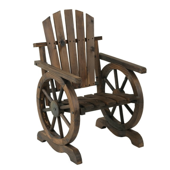 Outdoor Leisure Products 39" Farmhouse Wood Adirondack Chair in Mocha Brown