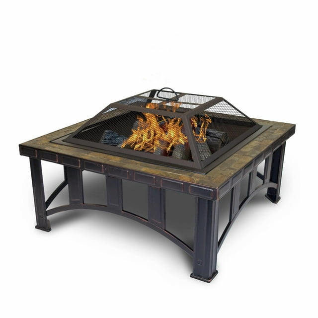 Outdoor Leisure Products Decorative Slate 30 inch Square Steel Fire Pit