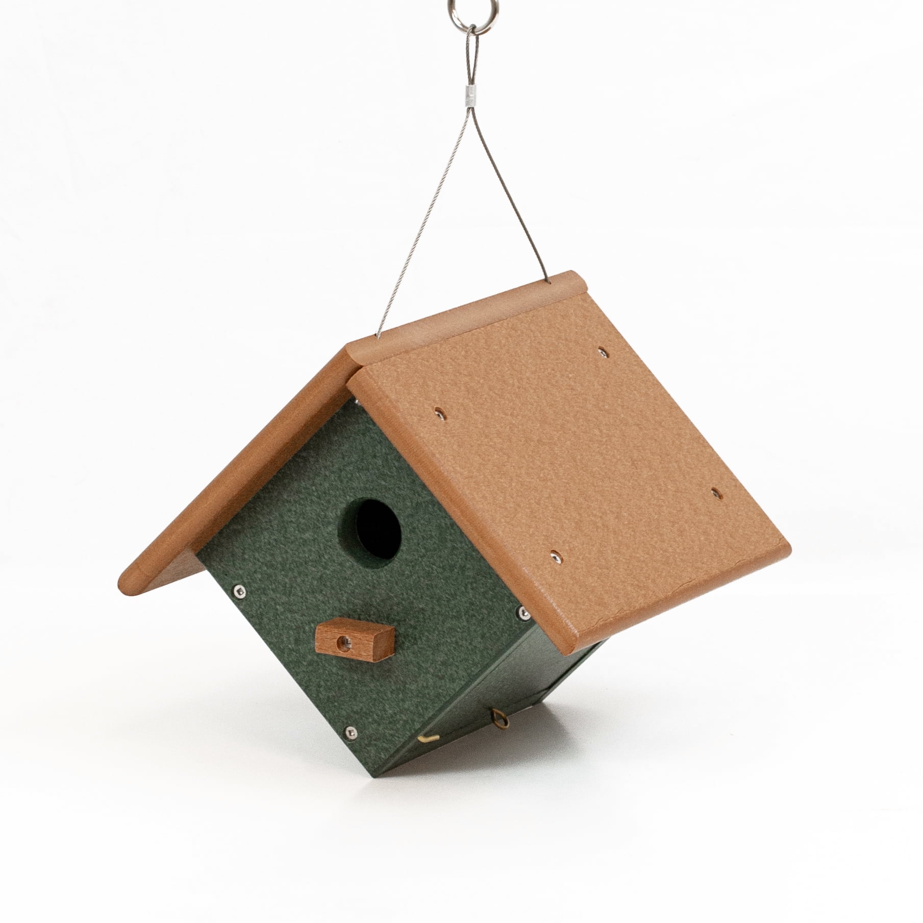 8'' Hanging Green and Cedar Recycled Plastic Birdhouse