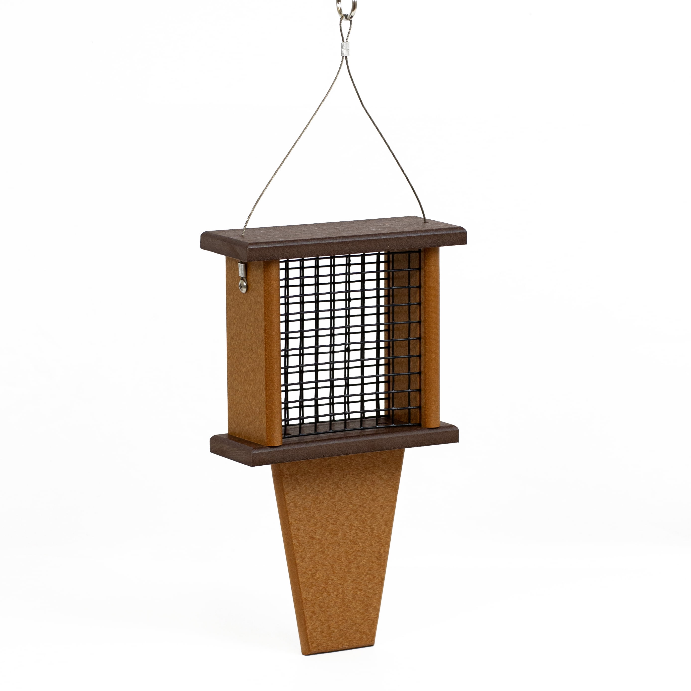 Outdoor Leisure Products Traditional Plastic Bird Feeder with Tail Prop in Brown