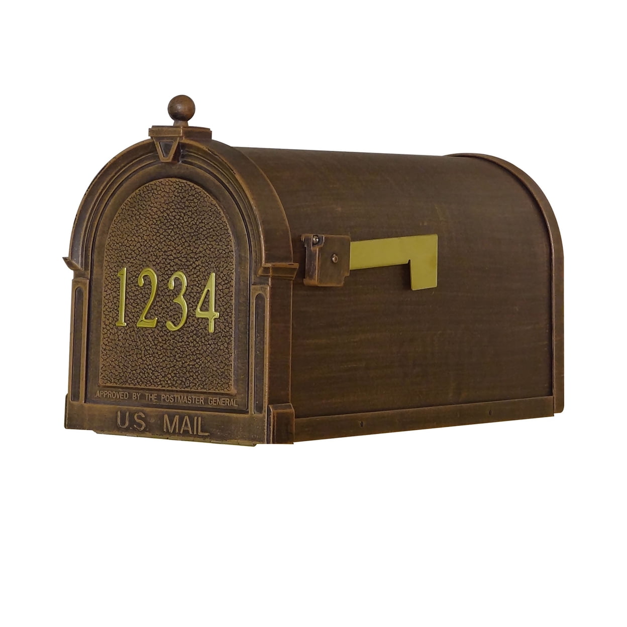 Berkshire Copper Lockable Steel Curbside Mailbox with Brass Numbers