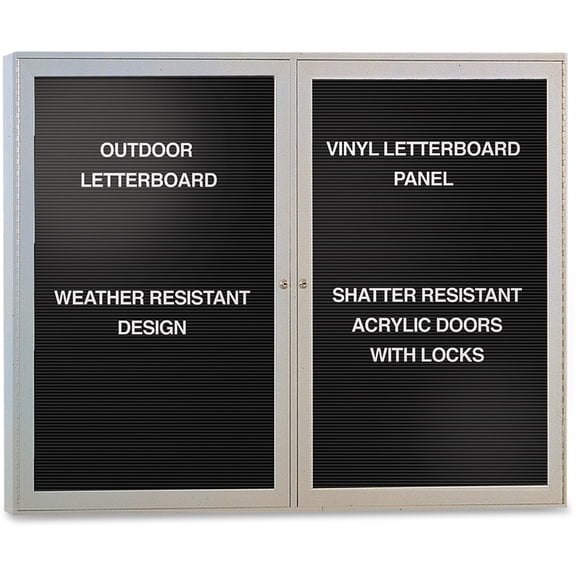 Ghent Enclosed Letterboard - 36" Height X 48" Width - Satin Aluminum Frame (PA23648BXBK)