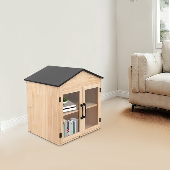 Outdoor Library Book Box Storage Wood Color Wooden Cabinet Little Literature Box