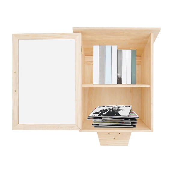 Shangmakel Outdoor Library Box, 15x11x21inch Wood Literature Exchange Box DIY Little Wood Cabinet with Shelf for Outside Neighborhoods Community and Schools Sharing Books Literature