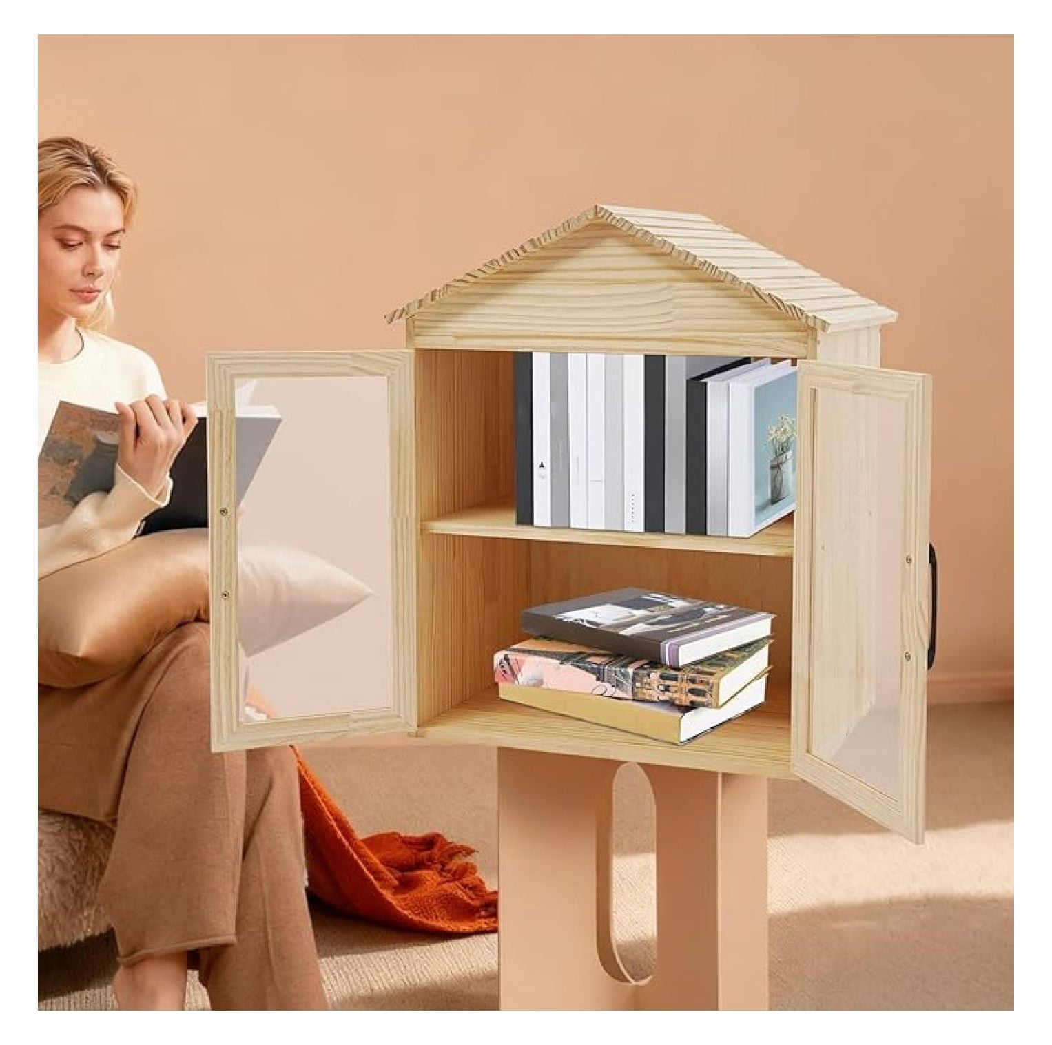 Outdoor Library Box 19.6X14.2X25.2inch Literature Exchange Box Double ...