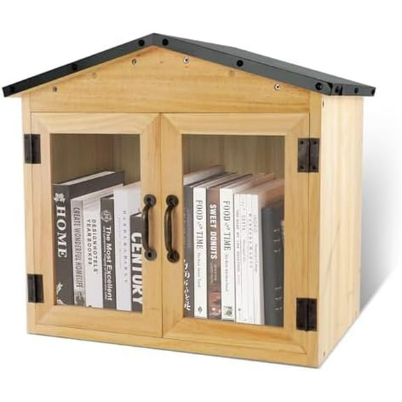 Outdoor Library Box Literature Exchange Box Outdoor Book Storage Little Wood Cabinet for DIY, Neighborhoods Community and Schools Sharing Books, Literature and Newspapers$$Garden &
