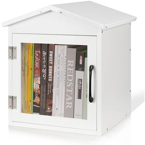 Outdoor Library Outdoor Book Box Storage Small Wooden Cabinet Little Literature Box for Neighborhoods Community and Schools Sharing Books, Flyers, Newspapers, Food and Art$$Garden & Patio