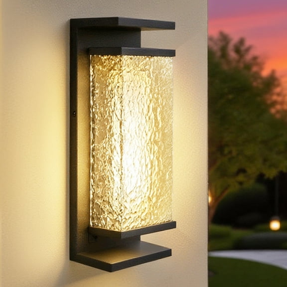 Outdoor Light Fixture Wall Sconce,Modern Matte Black Porch Lights,Exterior Lighting fixtures, Waterproof Wall Sconce Lantern Lamp,Patio, Garage, Doorway, Entryway(Warm Light)