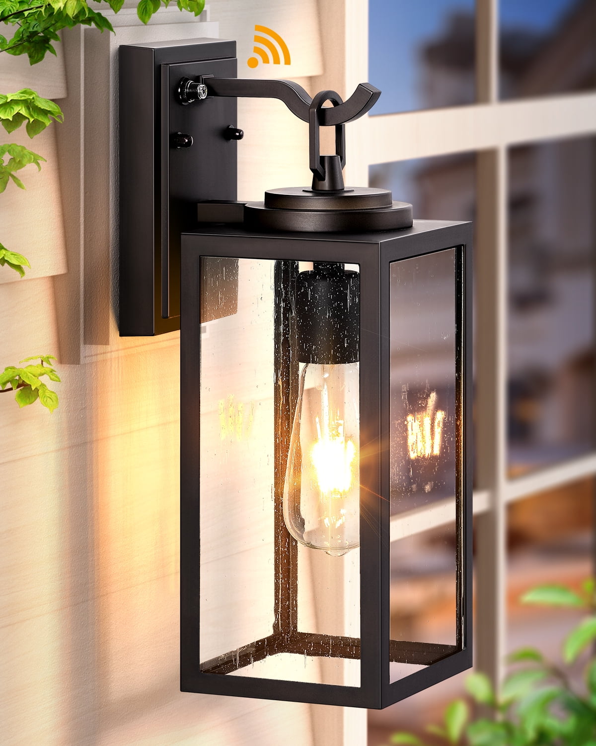Outdoor Light Fixture, White Modern Outdoor Wall Lights Exterior with Tempered Seed Glass, Aluminum Waterproof Exterior Lighting Fixtures for House, Balcony, Garage, Garden, Yard