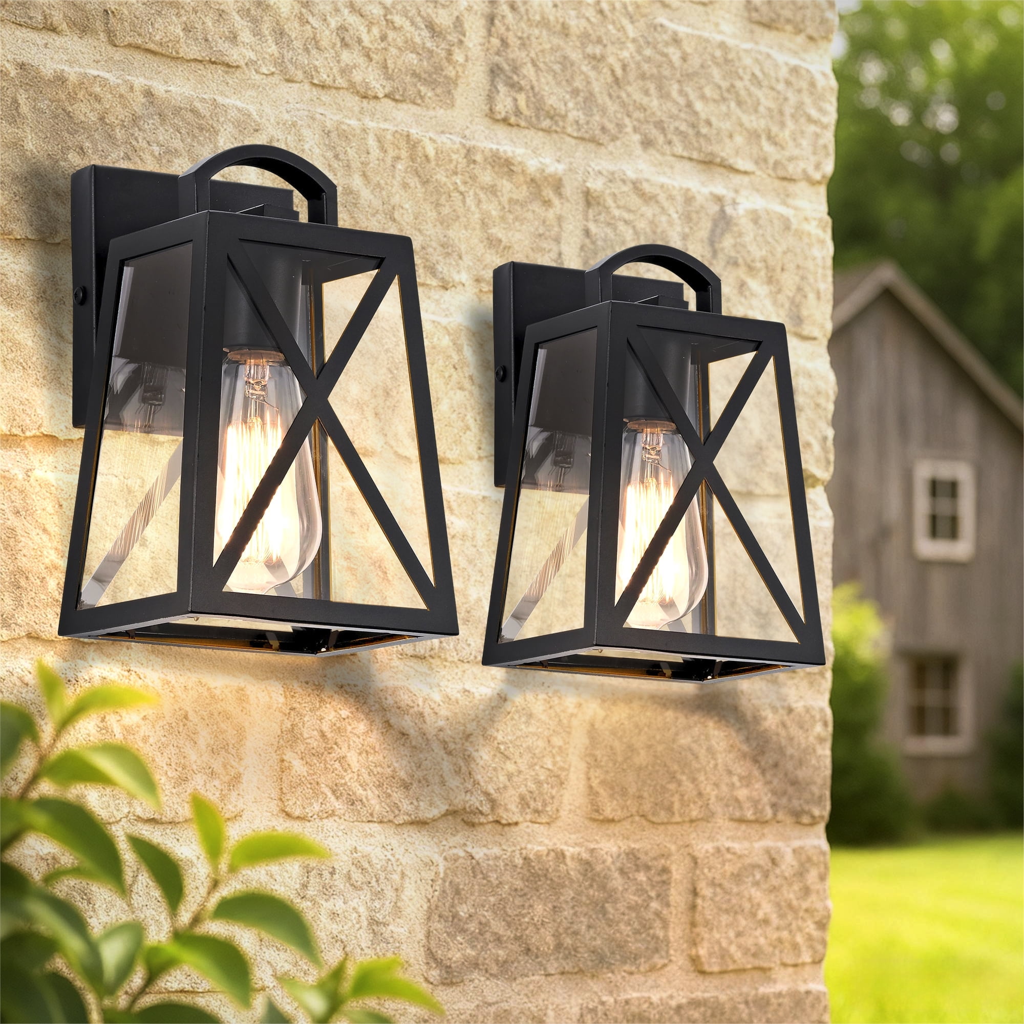 Walmart 2 Pack Black Wall Mount Outdoor Light Fixtures for Garage