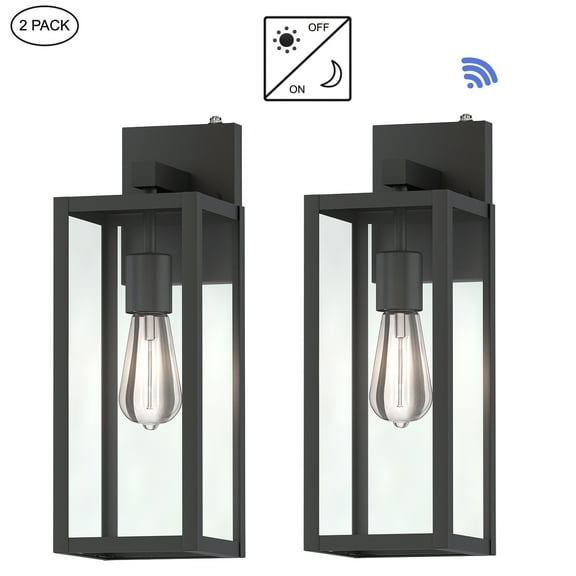 Outdoor Light Fixtures Matte Black Outdoor Wall Lights with Dusk to Dawn Outdoor Lighting for House, Garage, Porch (2 Pack)
