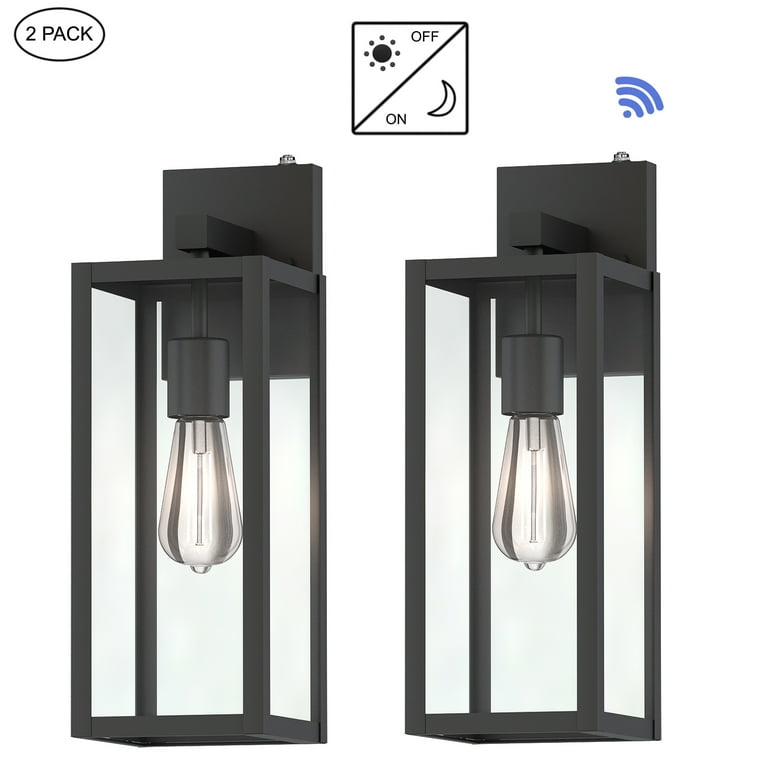 Outdoor Light Fixtures Matte Black Outdoor Wall Lights with Dusk to Dawn Outdoor Lighting for House Garage Porch 2 Pack
