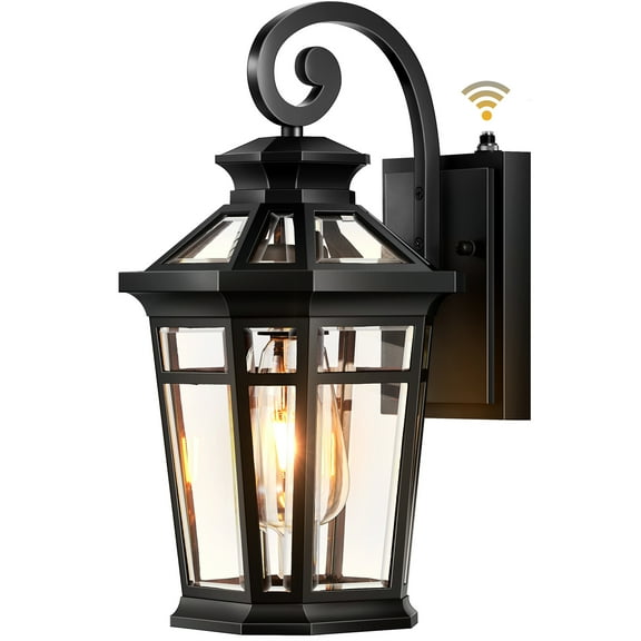 Outdoor Light Fixtures Wall Mount, Black Exterior Sconce Lights Waterproof, Dusk to Dawn Porch Light with Beveled Glass, 100% Aluminum Outdoor Wall Lantern for Garage, Outside Lights for Patio