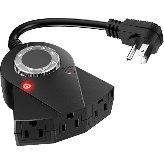 Outdoor Light Timer Waterproof, 24 Hours Plug in Timer with 2, 4, 6 or 8 Hours Countdown Mode, 3 Grounded Dusk to Dawn Electrical Outlet for Outdoor Backyard Garden Patio Lights Christmas Decorations