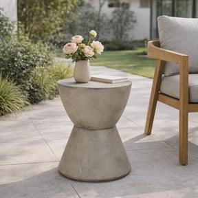 Outdoor LightWeight Concrete Side Table,MGO End Table,Light Gray