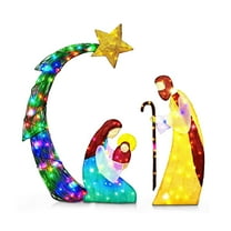 Outdoor Lighted Nativity Scene Christmas Decoration with Holy Family, Illuminated Yard Lawn Garden Outdoor Decor for Holiday Party,Home,Patio,Terrace,Easter Gifts,Festive Holiday Decor