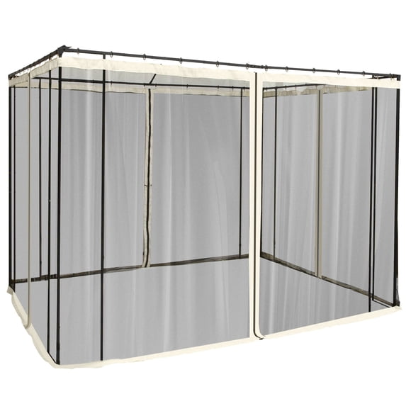 Outdoor Lighting Outsunny 10' x 10' Replacement Mesh Sidewall Netting for Patio Gazebos and Canopy Tents with Zippers (Sidewall Only), Cream,Outdoor String Lights
