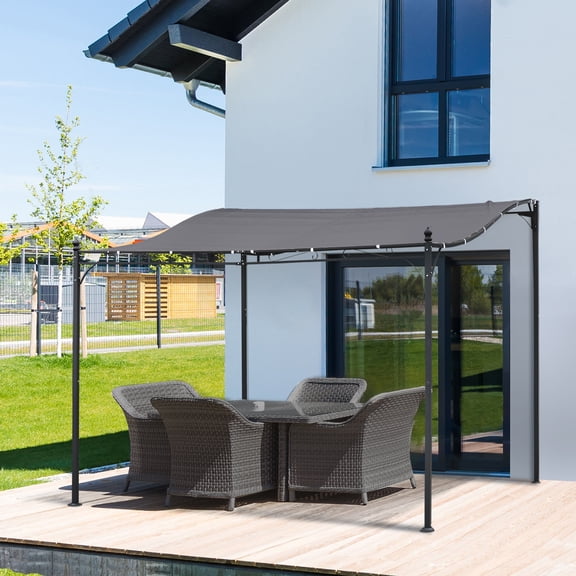 Outdoor Lighting Outsunny 10' x 10' Steel Outdoor Pergola Gazebo, Patio Canopy with Weather-Resistant Fabric and Drainage Holes for Backyard Pool Deck Garden, Gray,Outdoor String Lights
