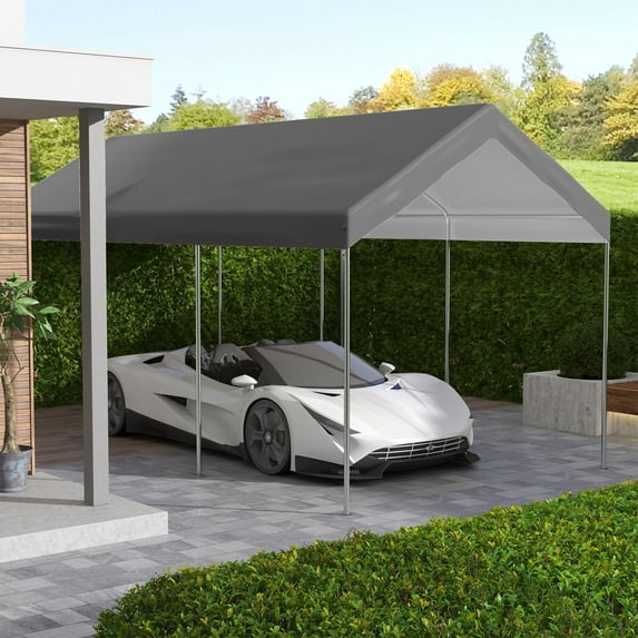 Outdoor Lighting Outsunny 10' x 20' Carport Replacement Top Canopy Cover, Waterproof and UV Protected Garage Car Port Cover with Ball Bungee Cords, Beige, (Only Cover),Outdoor String Lights