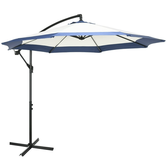 Outdoor Lighting Outsunny 10FT Cantilever Umbrella, Offset Patio Umbrella with Crank and Cross Base for Deck, Backyard, Pool and Garden, Hanging Umbrellas, Navy Blue,Outdoor Wall Lights