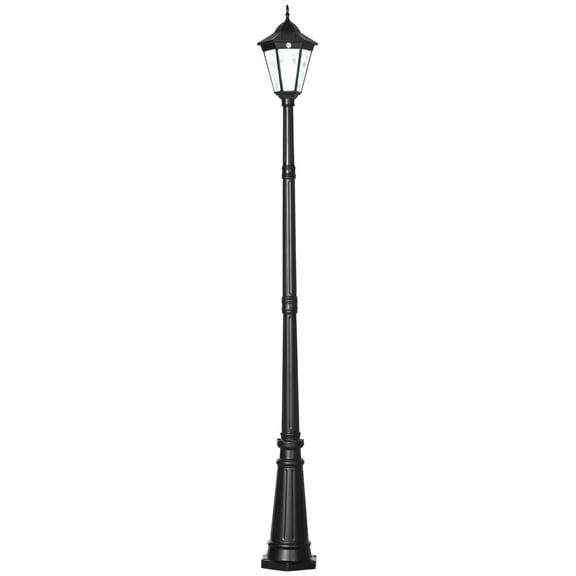 Outdoor Lighting Outsunny 94.5" Solar Lamp Post Light, Dusk to Dawn Vintage Style Street Light, Aluminum Solar Powdered Lamp, PIR Motion Sensor for Garden, Lawn, Pathway, Driveway, Black,Outdoor Wall