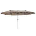 thumbnail image 1 of Outdoor Lighting Outsunny Extra Large 15ft Patio Umbrella, Double-Sided Outdoor Umbrella with Crank Handle and Air Vents for Backyard, Deck, Pool, Market, Tan,Outdoor String Lights, 1 of 5