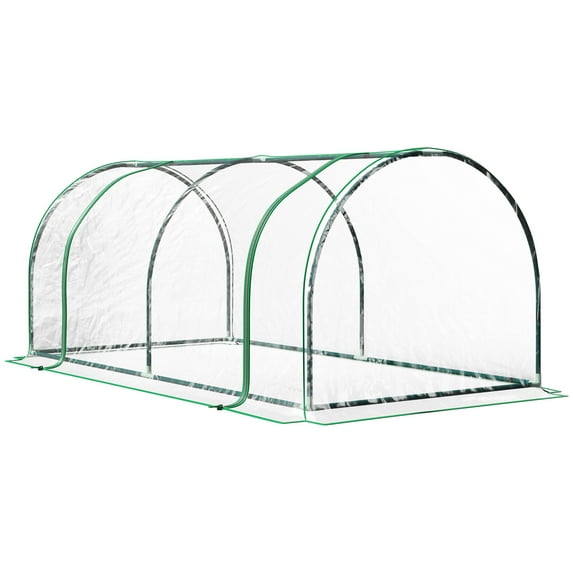Outdoor Lighting Outsunny Mini Greenhouse, Waterproof Cloche Cold Frame, 7' L x 3' W x 2.5' H Portable Hot House, 4 Zippered Doors, Green,Outdoor Wall Lights
