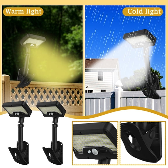 Outdoor Lighting, Solar Spotlights Outdoor Waterproof, Dusk to Dawn Outdoor Lighting, Solar Fence Lights Outdoor, 2-In-1 Stake Or Clamp Mounted Landscape Light for Villa