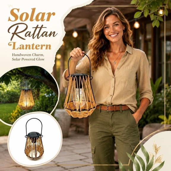 Outdoor Lighting for Yard, Solar Garden Light, Outdoor Solar Light, Hanging Lantern, 10X6X5 Inch Handmade Rattan Woven Solar Lantern, No Wiring Required Decorative Outdoor