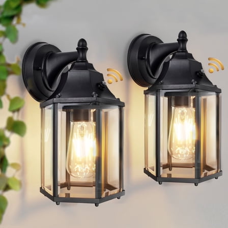 Dusk to Dawn Outdoor Wall Light Black Waterproof Exterior Wall Lantern for Porch, Garage, Front Door