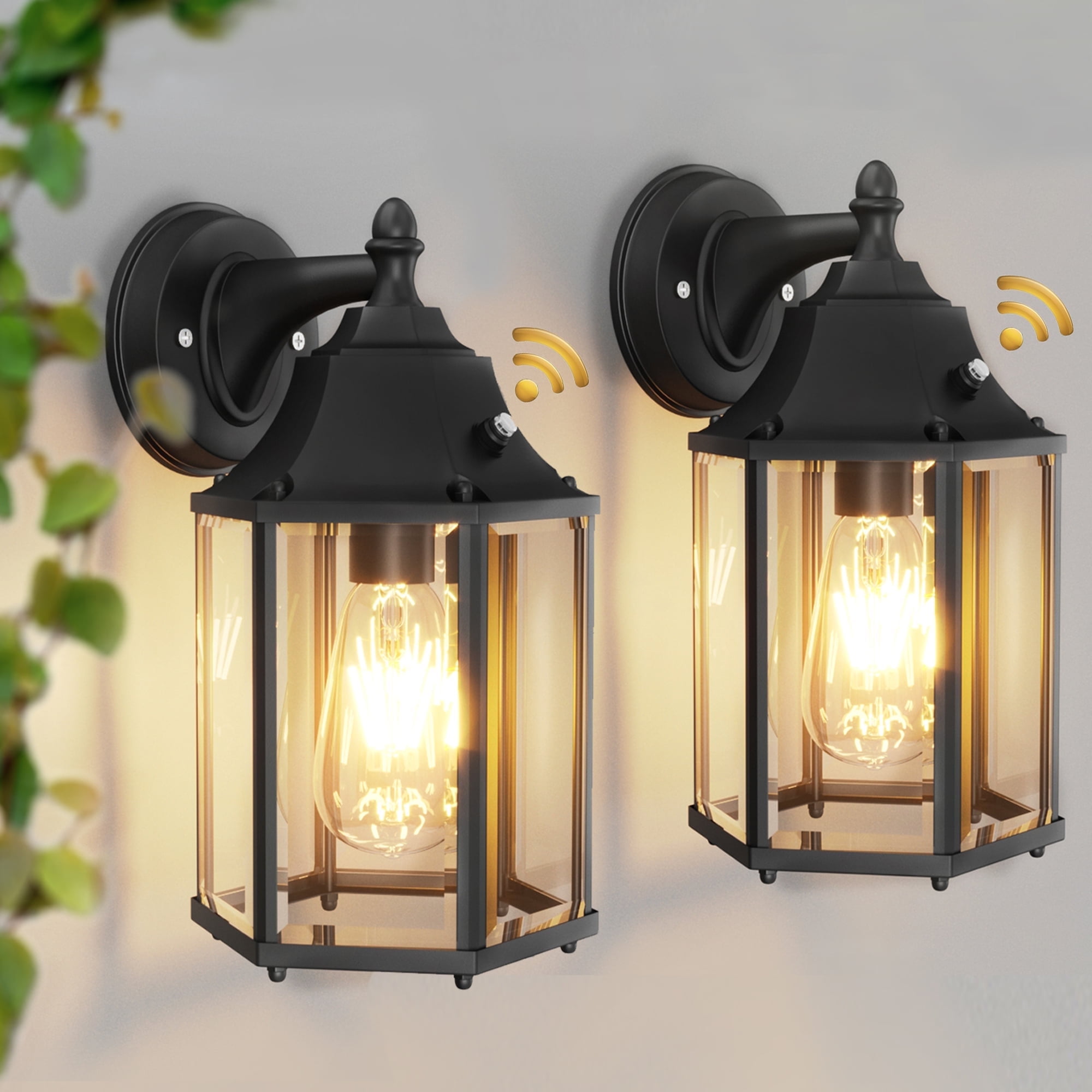 Matte Black Aluminum and Glass Outdoor Wall Sconce Set