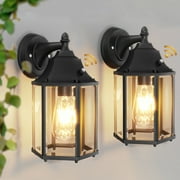 Dusk to Dawn Outdoor Wall Lights Black 2 Pack Outdoor Porch Light Weather Resistant Exterior Light Fixture for House Garage Front Door Patio