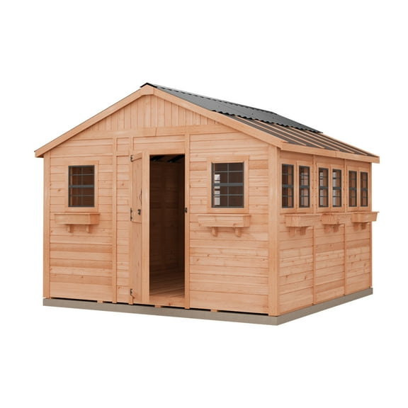 Outdoor Living Today 12x12 Western Red Cedar Sunshed Shed with Metal Roof
