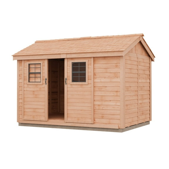 Outdoor Living Today 12x8 Western Red Cedar Cabana Shed Sliding Door with Cedar Roof