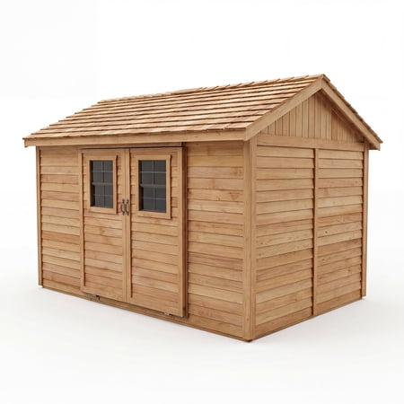 Outdoor Living Today Western Red Cedar Gardening Supplies Storage Storage Shed Kit with Hardware, 105 in x 148 in x 110 in, Brown