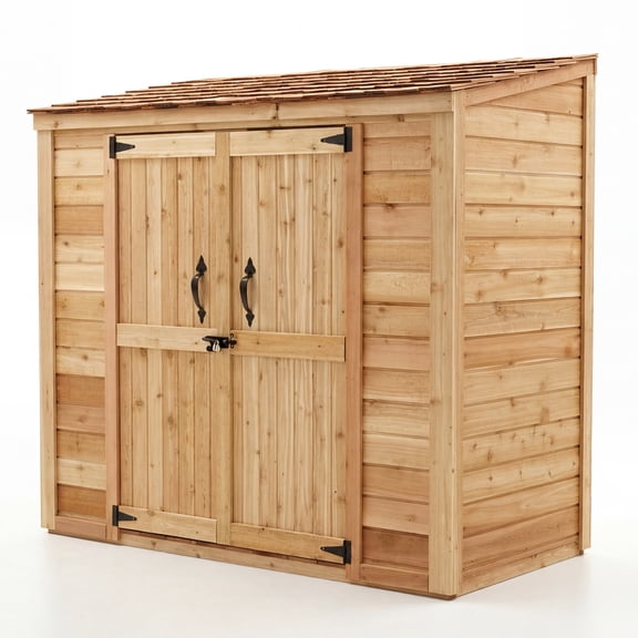 Outdoor Living Today 6 ft. x 3 ft. Cedar Storage Shed with Shelves, Grand Garden Chalet, Cedar Roof